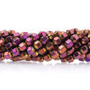 6mm Faceted Hexagon Hematite Loose Beads, PURPLE and GOLD titanium plated, 6x6mm (1/4") ghe0105