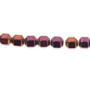 6mm Faceted Hexagon Hematite Loose Beads, PURPLE and GOLD titanium plated, 6x6mm (1/4") ghe0105