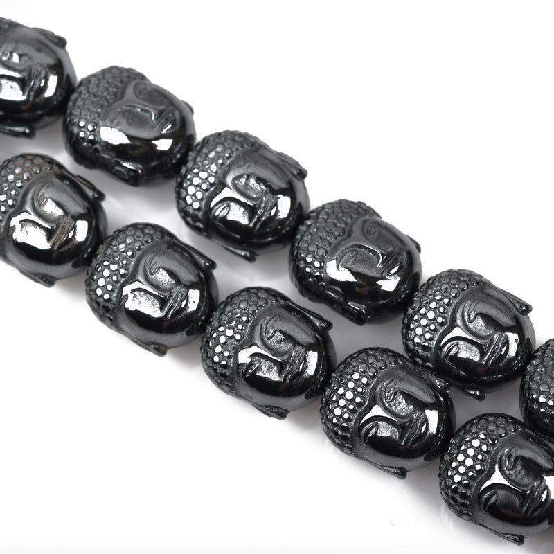 10 GUNMETAL HEMATITE BUDDHA Beads, Titanium Coated Hematite Gemstone Beads, 10x8mm ghe0114
