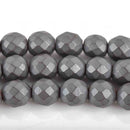 6mm Matte Hematite Round Beads, GUNMETAL Titanium Coated Gemstone Beads, faceted, full strand, 70 beads, ghe0155