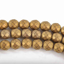 8mm Matte Hematite Round Beads, DARK GOLD Gemstone, faceted, full strand, 51 beads, ghe0150