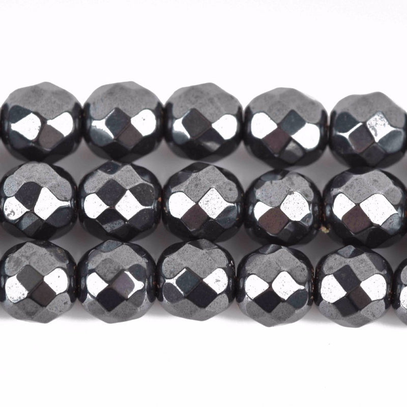 6mm Hematite Round Beads, Shiny GUNMETAL Titanium Coated Gemstone Beads, faceted, full strand, 70 beads, ghe0159