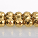 4mm Hematite Round Beads, GOLD Titanium Coated Gemstone Beads, faceted, full strand, 98 beads, ghe0167