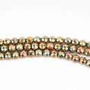 4mm Hematite Round Beads, ROSE GOLD Titanium Coated Gemstone Beads, faceted, full strand, 98 beads, ghe0176