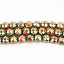 4mm Hematite Round Beads, ROSE GOLD Titanium Coated Gemstone Beads, faceted, full strand, 98 beads, ghe0176