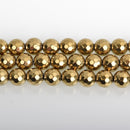 10mm Hematite Round Beads, GOLD Titanium Coated Gemstone Beads, faceted, full strand, 40 beads, ghe0186