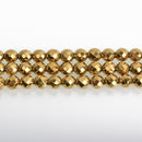 8mm Hematite Round Beads, GOLD Titanium Coated Gemstone Beads, faceted, full strand, 50 beads, ghe0187