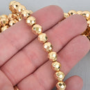 8mm Hematite Round Beads, GOLD Titanium Coated Gemstone Beads, faceted, full strand, 50 beads, ghe0187