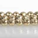 8mm Hematite Round Beads, LIGHT GOLD Titanium Coated Gemstone Beads, faceted, full strand, 50 beads, ghe0188