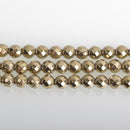 8mm Hematite Round Beads, LIGHT GOLD Titanium Coated Gemstone Beads, faceted, full strand, 50 beads, ghe0188