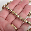 8mm Hematite Round Beads, LIGHT GOLD Titanium Coated Gemstone Beads, faceted, full strand, 50 beads, ghe0188