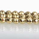 6mm Hematite Round Beads, LIGHT GOLD Titanium Coated Gemstone Beads, faceted, full strand, 68 beads, ghe0190