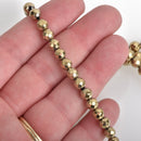 6mm Hematite Round Beads, LIGHT GOLD Titanium Coated Gemstone Beads, faceted, full strand, 68 beads, ghe0190