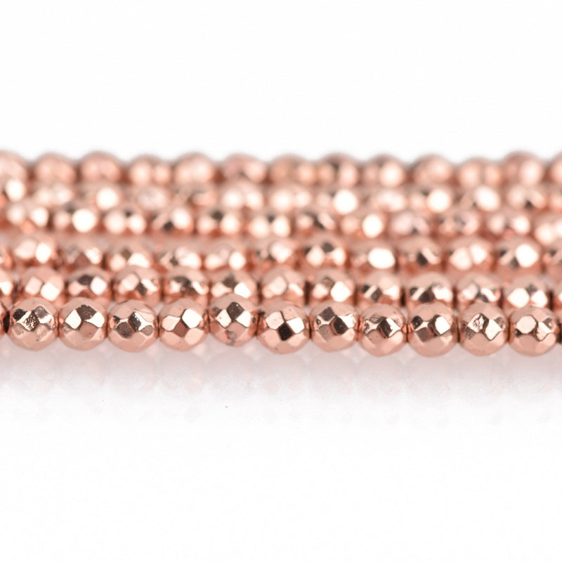 2mm rose gold hematite faceted beads