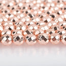 8mm ROSE GOLD Hematite Round Beads Faceted Gemstone full strand 50 beads ghe0197