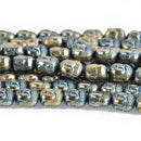 10 Blue and Gold HEMATITE BUDDHA Beads Titanium Hematite Gemstone 10mm ghe0198