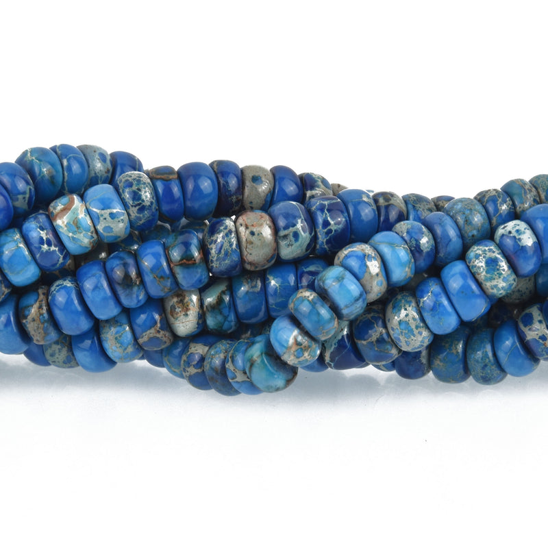 6mm AQUA TERRA JASPER Rondelle Beads, Dark Blue, full strand, gja0028b