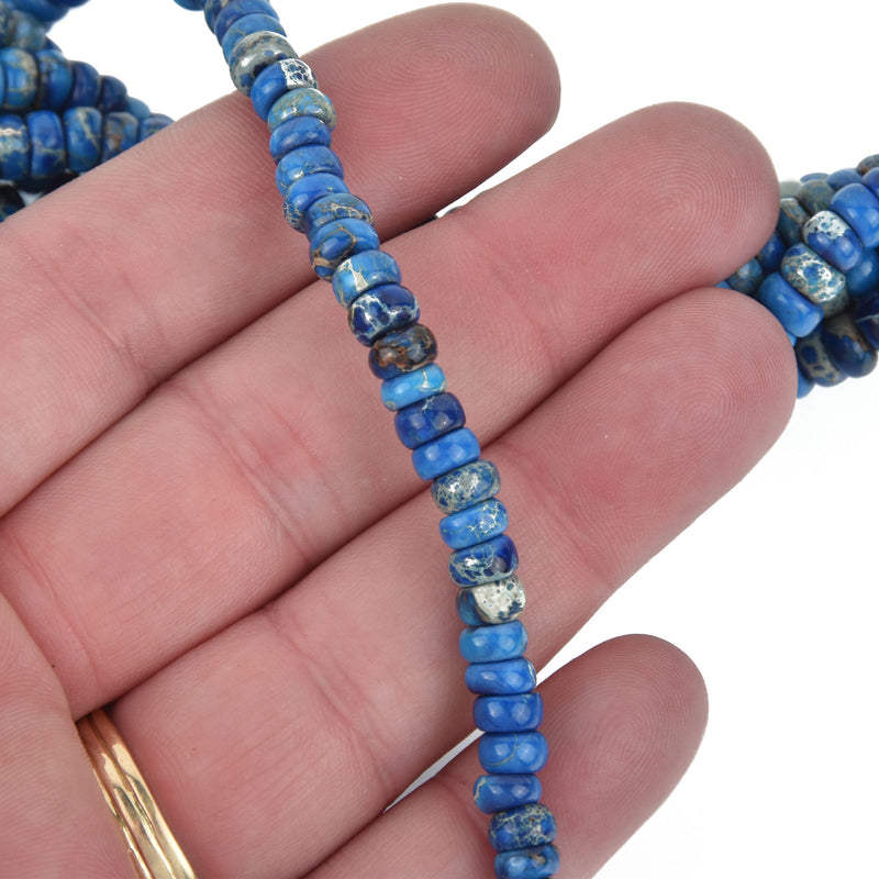 6mm AQUA TERRA JASPER Rondelle Beads, Dark Blue, full strand, gja0028b