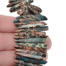 Teal Blue Green AQUA TERRA JASPER Gemstone Stick Beads, 1/2" to 1-1/2" about 1/4" wide, gemstone, full strand,  about 75 beads,  gja0092