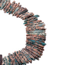 Teal Blue Green AQUA TERRA JASPER Gemstone Stick Beads, 1/2" to 1-1/2" about 1/4" wide, gemstone, full strand,  about 75 beads,  gja0092