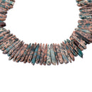 Teal Blue Green AQUA TERRA JASPER Gemstone Stick Beads, 1/2" to 1-1/2" about 1/4" wide, gemstone, full strand,  about 75 beads,  gja0092