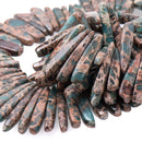 Teal Blue Green AQUA TERRA JASPER Gemstone Stick Beads, 1/2" to 1-1/2" about 1/4" wide, gemstone, full strand,  about 75 beads,  gja0092