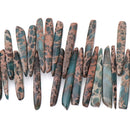 Teal Blue Green AQUA TERRA JASPER Gemstone Stick Beads, 1/2" to 1-1/2" about 1/4" wide, gemstone, full strand,  about 75 beads,  gja0092