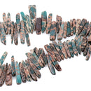 Teal Blue Green AQUA TERRA JASPER Gemstone Stick Beads, 1/2" to 1-1/2" about 1/4" wide, gemstone, full strand,  about 75 beads,  gja0092