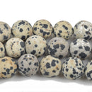 8mm DALMATIAN JASPER Round Beads, Smooth Matte Frosted Round Gemstone Beads, full strand, 46 beads per strand, gja0133