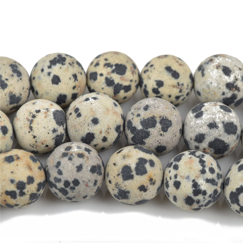 8mm DALMATIAN JASPER Round Beads, Smooth Matte Frosted Round Gemstone Beads, full strand, 46 beads per strand, gja0133