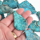 Aqua Terra Jasper Slab Gemstone Beads, DARK TURQUOISE BLUE, about 1-1/2" to 2-1/2" full strand, about 7-9 beads depending on size, gja0162