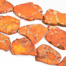 Aqua Terra Jasper Slab Gemstone Beads, TANGERINE ORANGE, about 1-1/2" to 2-1/2", full strand, about 7-9 beads depending on size, gja0163