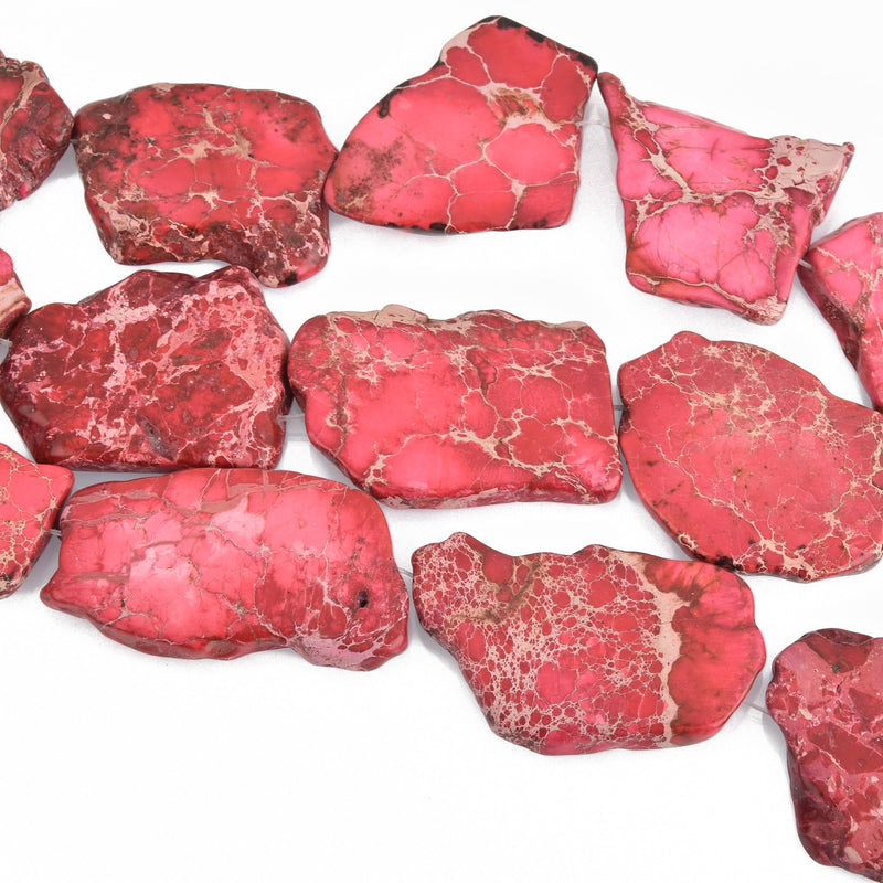 Copy of Aqua Terra Jasper Slab Gemstone Beads, HOT PINK, about 1-1/2" to 2-1/2", full strand, about 7-9 beads depending on size, gja0165