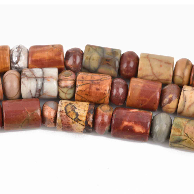 10mm Barrel Column PICASSO JASPER Beads with 8mm Jasper Rondelle Beads, natural gemstone bead, full strand, gja0167