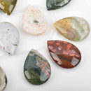 37x26mm OCEAN JASPER Teardrop Beads, top drilled natural gemstone beads, 15 beads, gja0173