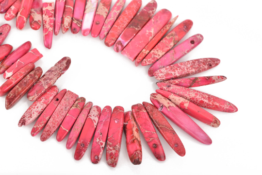 Hot Pink AQUA TERRA JASPER Gemstone Stick Beads, 1/2" to 1-1/2", gemstone, full strand, about 75-80 beads, gja0193
