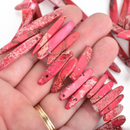 Hot Pink AQUA TERRA JASPER Gemstone Stick Beads, 1/2" to 1-1/2", gemstone, full strand, about 75-80 beads, gja0193