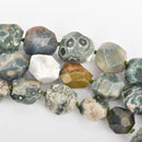 14mm-20mm OCEAN JASPER Round NUGGET Beads, faceted natural gemstone beads, full strand, 21-24 beads, gja0195