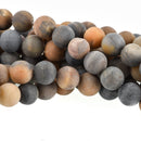 10mm Round Matte BLACK PICASSO JASPER Beads, Natural Gemstones, full strand, 38 beads, gja0197