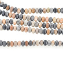 8mm Matte BLACK PICASSO JASPER Beads, Rondelle Beads, Natural Gemstones, full strand, 85 beads, gja0201