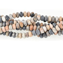 6mm Matte BLACK PICASSO JASPER Beads, Rondelle Beads, Natural Gemstones, full strand, 97 beads, gja0198