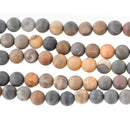 8mm Round Matte BLACK PICASSO JASPER Beads, Natural Gemstones, full strand, 47 beads, gja0199
