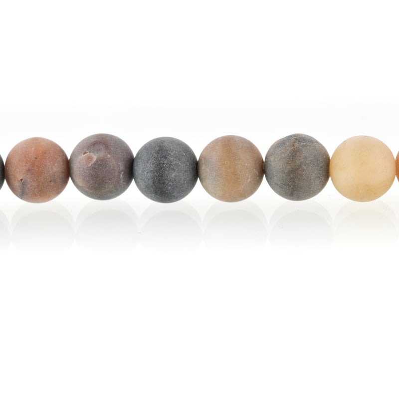 8mm Round Matte BLACK PICASSO JASPER Beads, Natural Gemstones, full strand, 47 beads, gja0199