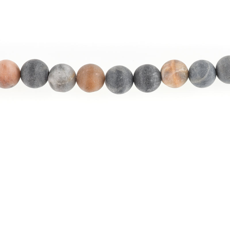 8mm Round Matte BLACK PICASSO JASPER Beads, Natural Gemstones, full strand, 47 beads, gja0199