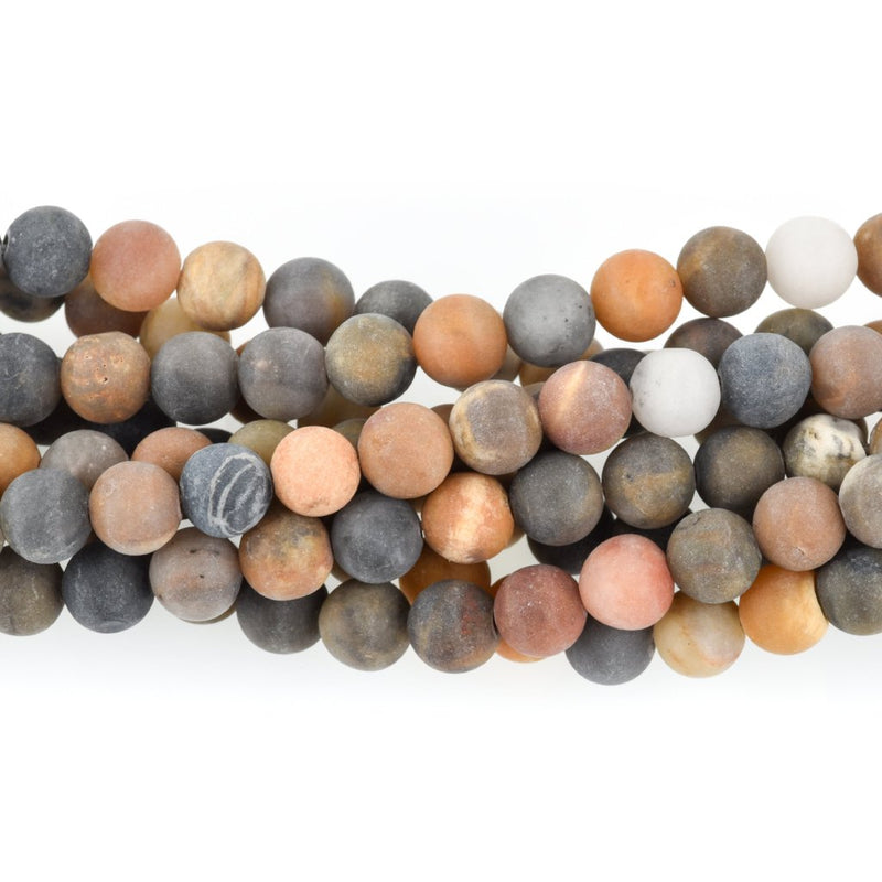 6mm Round Matte BLACK PICASSO JASPER Beads, Natural Gemstones, full strand, 60 beads, gja0200