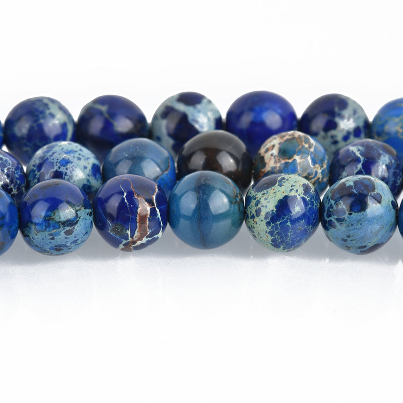 8mm COBALT BLUE Aqua Terra Jasper Beads, Smooth Round Gemstone Beads, full strand, 52 beads, gja0207