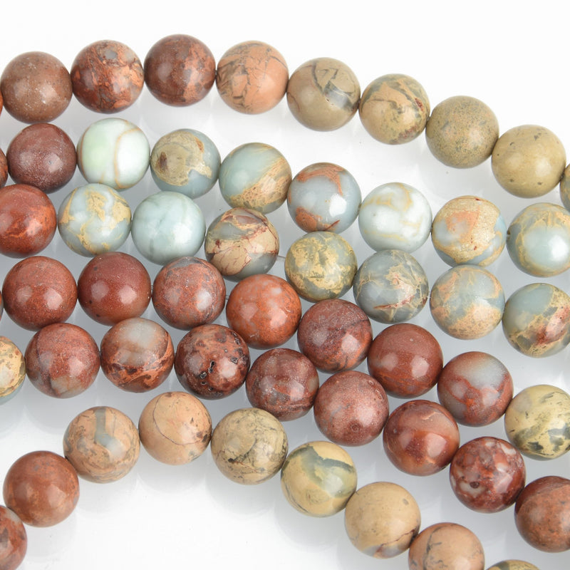 12mm Variegated AQUA TERRA JASPER Round Gemstone Beads full strand about 34 beads gja0210