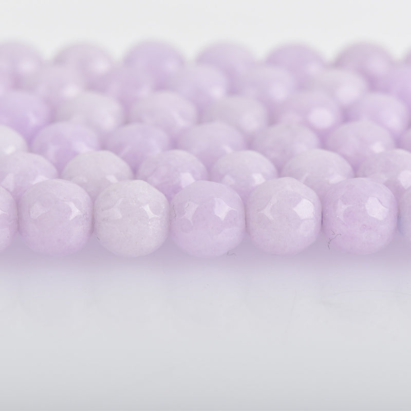 6mm LAVENDER PURPLE Faceted Round Dyed Jade Gemstone Beads 15.5" strand about 63 beads gjd0001