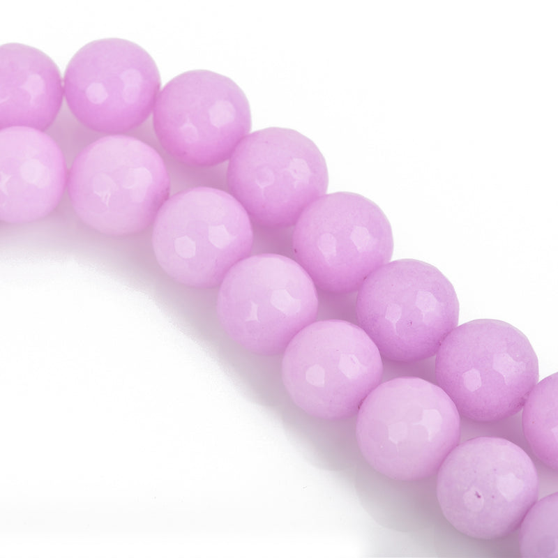 1 Strand Round Dyed Faceted ORCHID PURPLE JADE Gemstone Beads, 10mm gjd0002