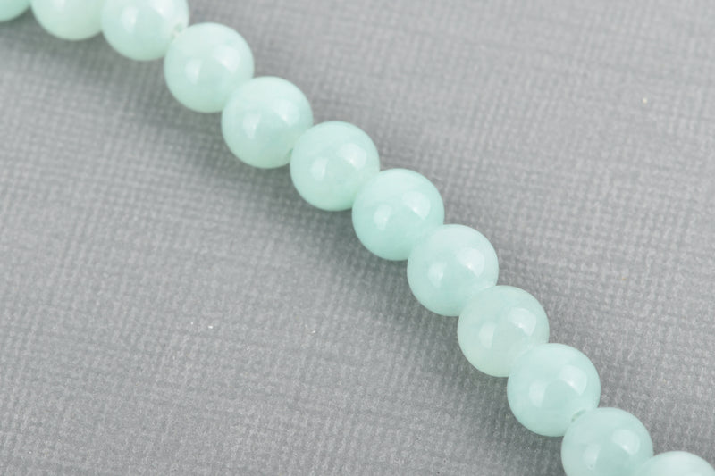 8mm AQUAMARINE Green Blue Round Dyed Jade Gemstone Beads, full strand 50 beads gjd0017